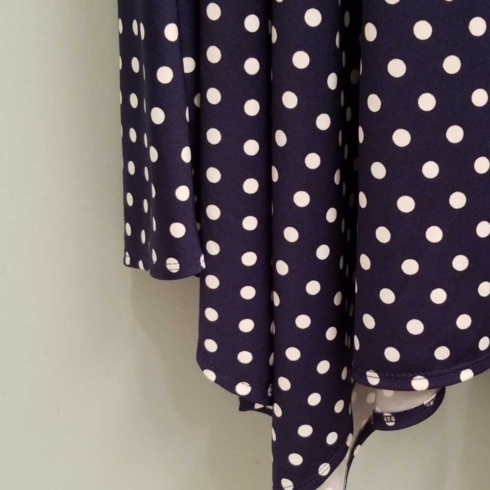 NY Collection Navy and White Polka Dot Dress in M - Picture 5 of 8
